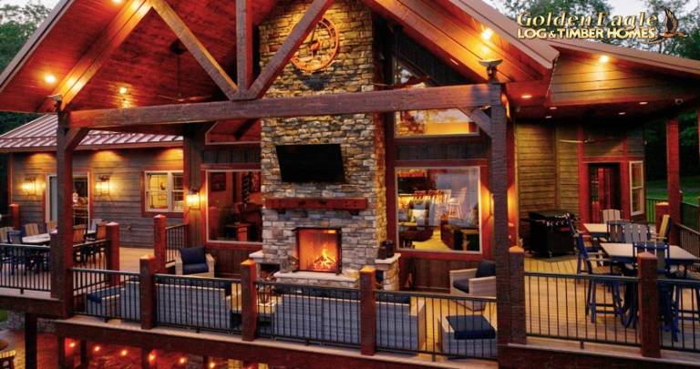 Golden Eagle Rustic Lodge Floor Plan Rendering 3
