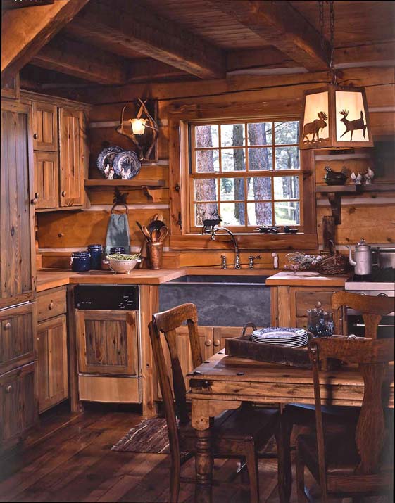 Small Rustic Log Cabin Kitchens